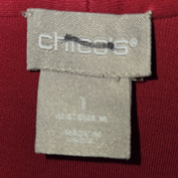 Chico's Red V-neckline Longsleeve Top, Size 1 (us medium), pima cotton - Picture 5 of 9
